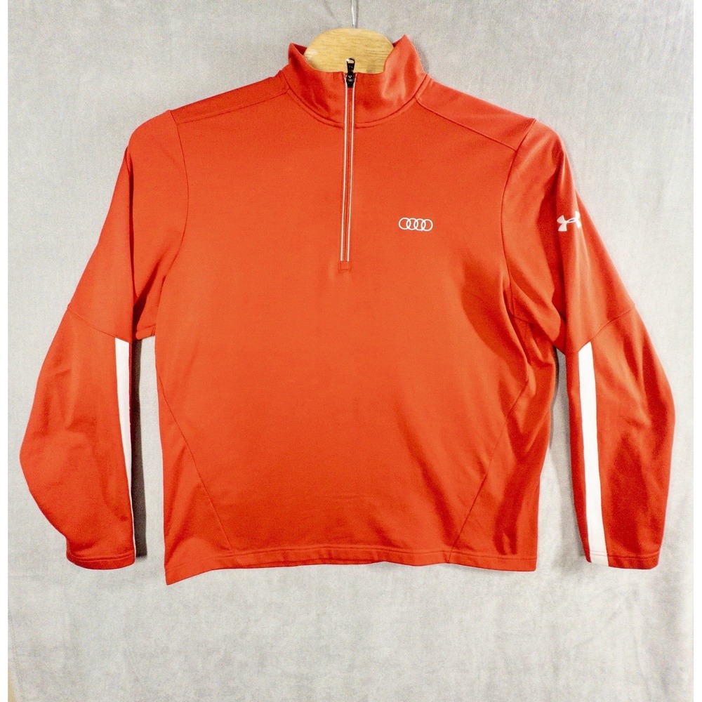 Under Armour Audi Quarter Zip Pullover Mens 2XL Red Loose Fit Performance Shirt